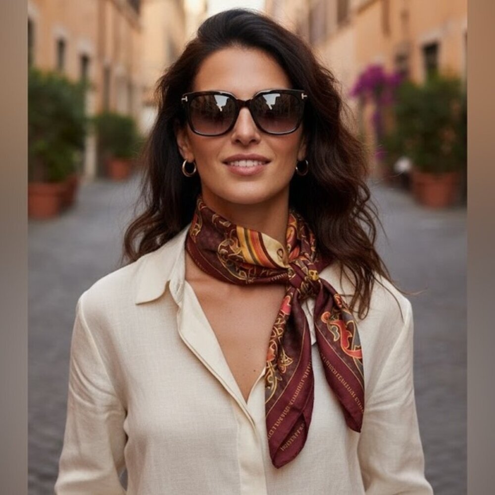 Xerjoff Casamorati 100% Silk Scarf Made in Italy — 24” x 24”